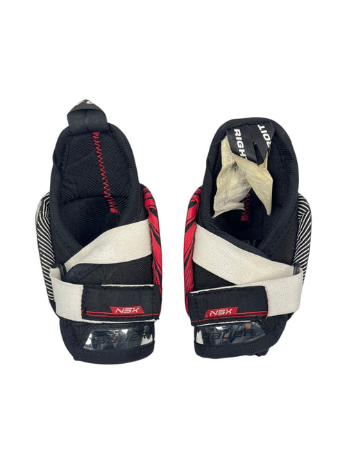 AthleteSwap Bauer NSX Eishockey Ellenbogenschoner in Schwarz und Rot mit Klettverschlüssen und robuster Hartschale